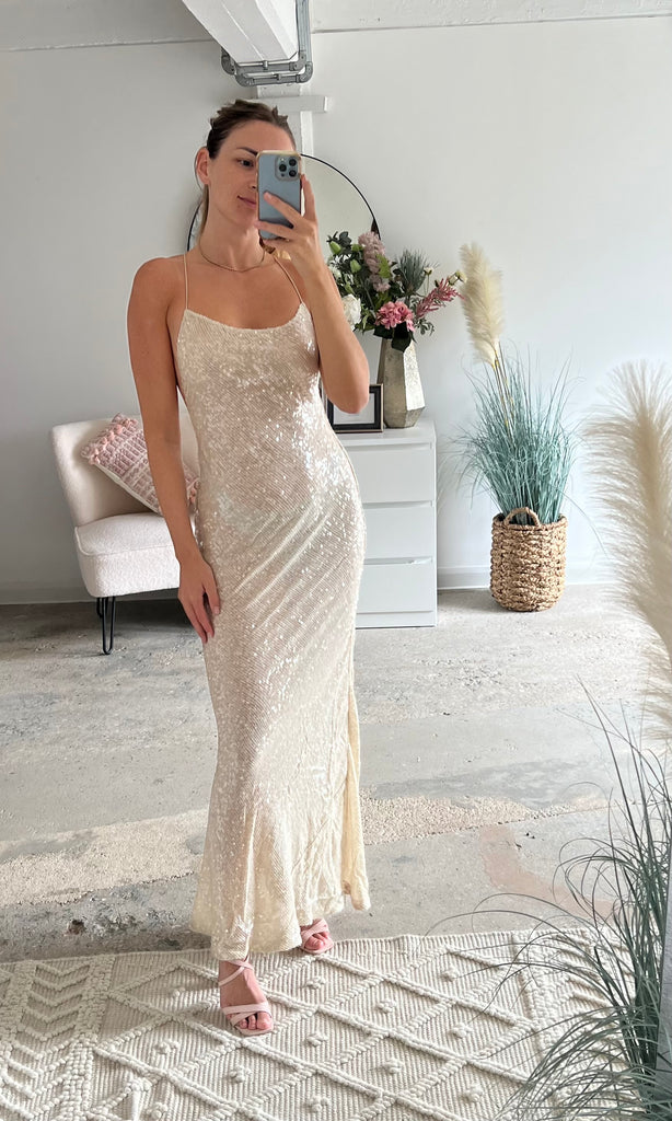 Olympia Sequin Maxi Dress for bridal dress hire