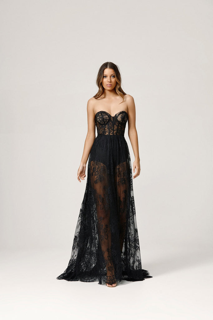 Sheridan Maxi Dress in Black for black tie dress hire