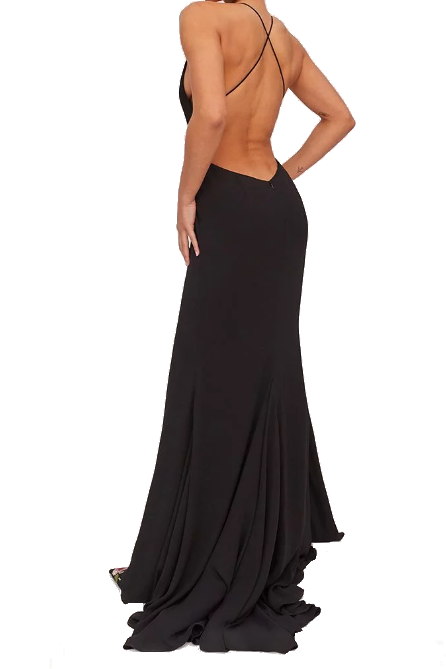 Back of Nikita Maxi Dress in black for black tie dress hire