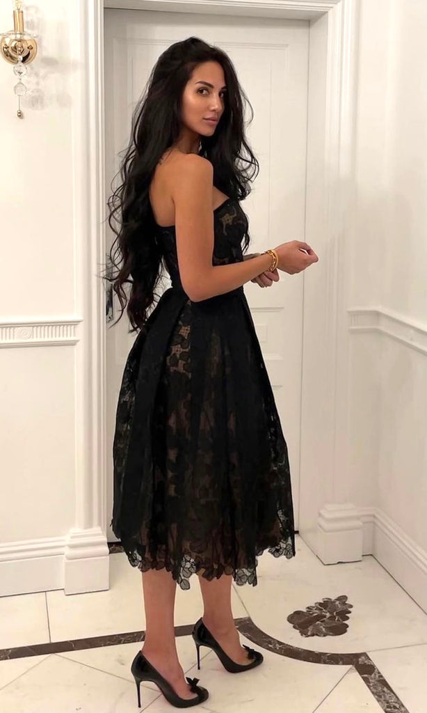 Side of Olivia Midi Dress in Black for cocktail dress hire