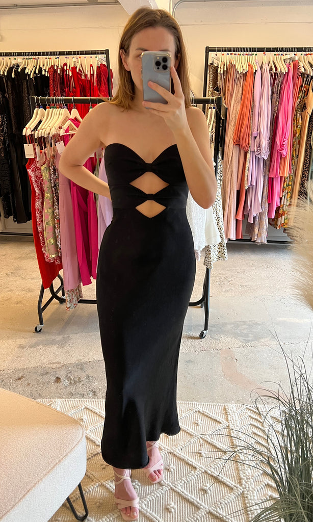 Halle Maxi Dress in black for black tie dress hire