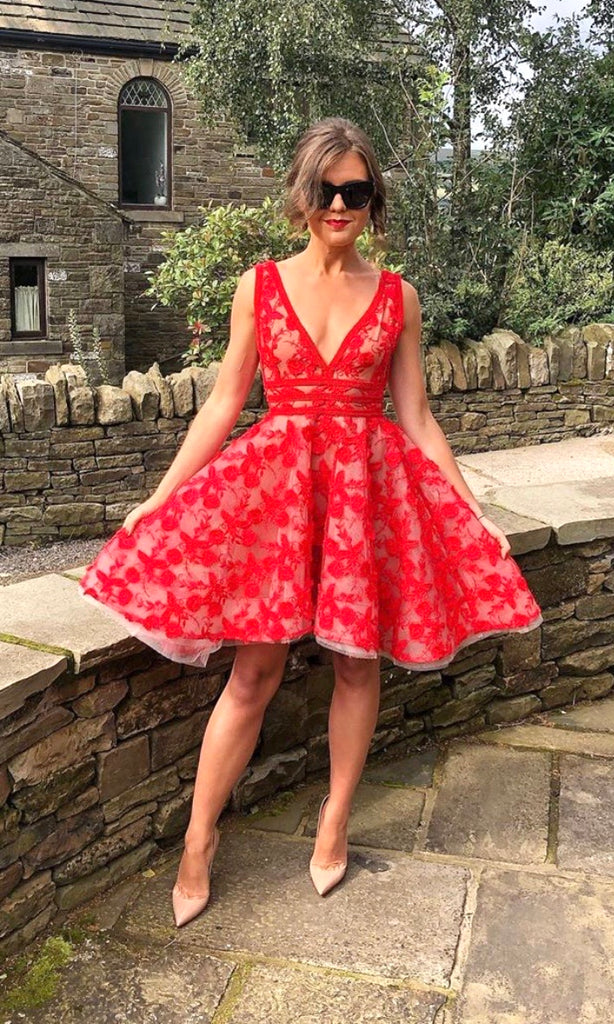Lola Mini Dress in Red for wedding guest dress hire