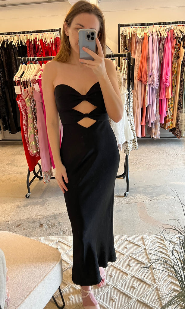 Halle Maxi Dress in black for black tie dress hire