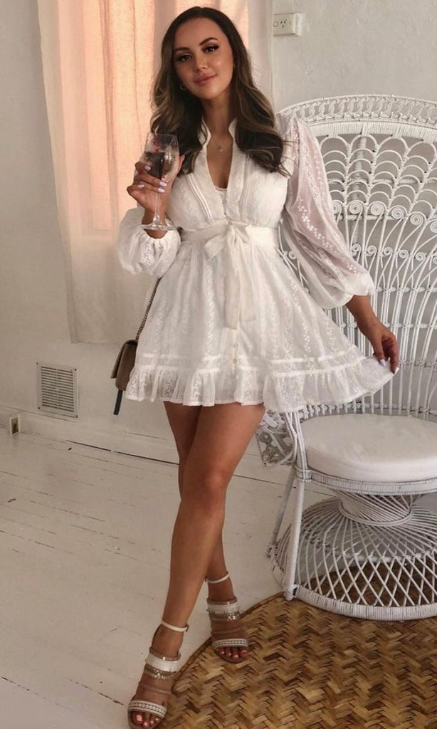 Palermo Mini Dress in white for bridal dress rental