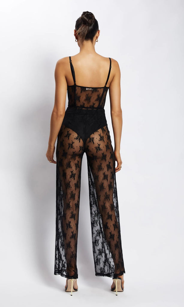 Back of Honour Jumpsuit in black for cocktail dress hire