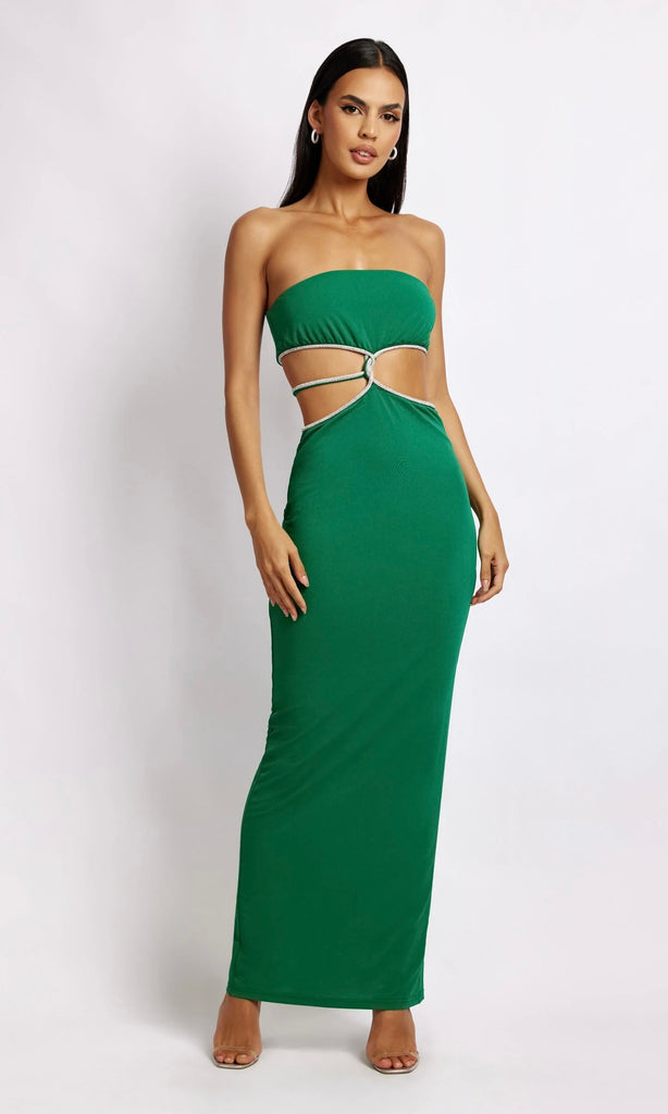 Billie Maxi Dress in Green for any party dress hire