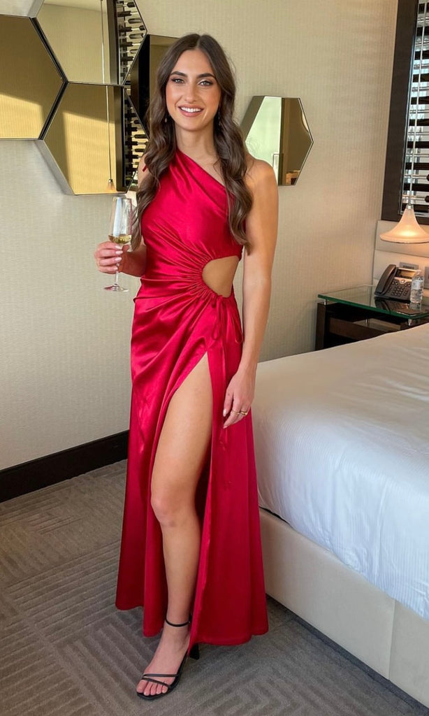 Nour Scarlett Red Maxi Dress for wedding guest dress hire