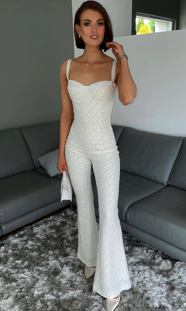 Hailey Jumpsuit in White for bridal dress hire