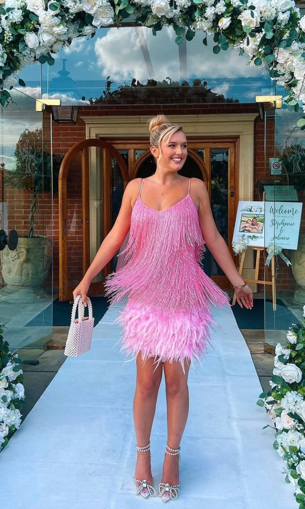 Lottie Mini Dress in Pink for wedding guest dress hire