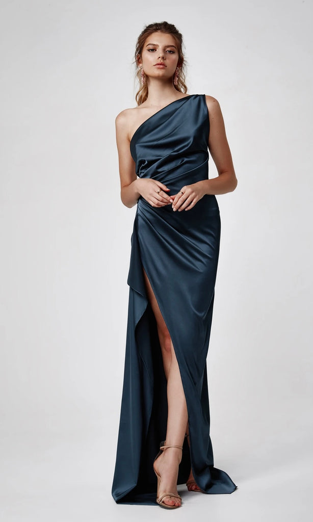 Samira Maxi Dress in Orion Blue for wedding guest dress hire